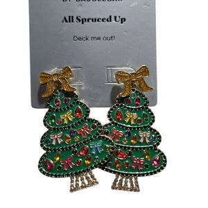 Festive Gemstone Christmas Tree Dangle Earrings